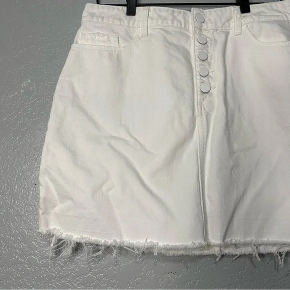 Paige Aideen‎ Mini Skirt Distressed Crisp White High Waisted - Picture 3 of 12
